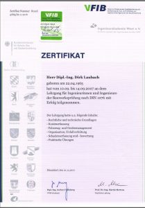 Zertifikat Bauwerksprüfung DIN 1076